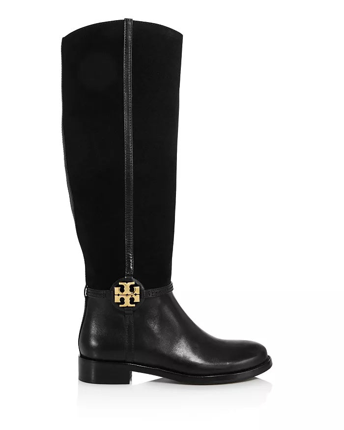 TORY BURCH MILLER LEATHER SUEDE KNEE HIGH BOOTS