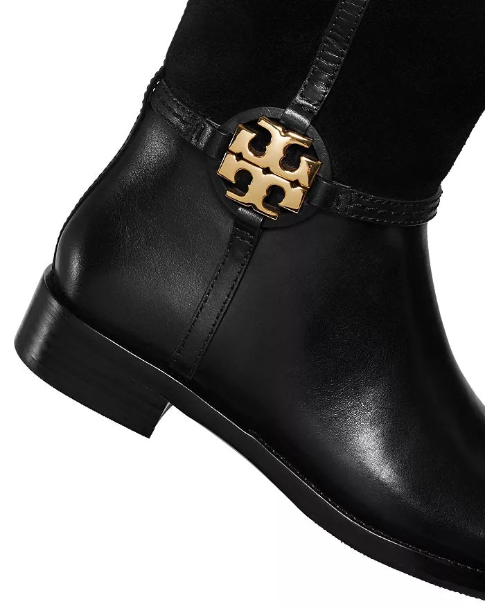 TORY BURCH MILLER LEATHER SUEDE KNEE HIGH BOOTS