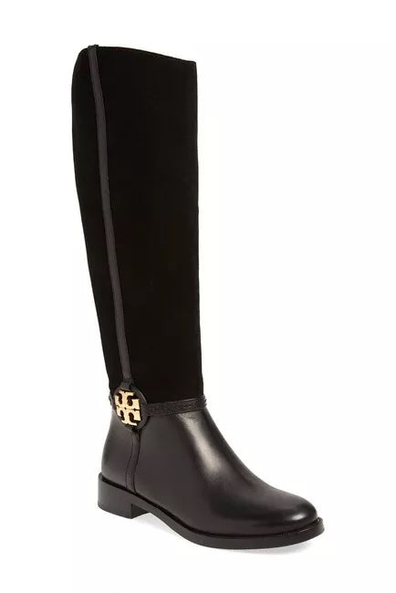 TORY BURCH MILLER LEATHER SUEDE KNEE HIGH BOOTS