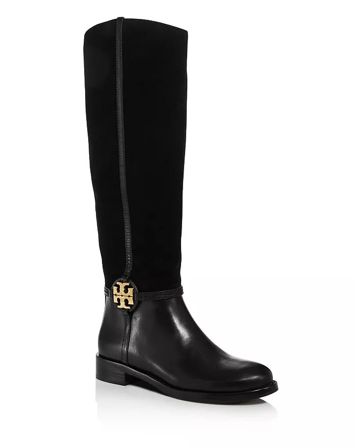 TORY BURCH MILLER LEATHER SUEDE KNEE HIGH BOOTS