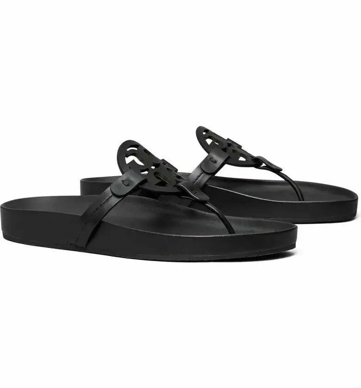 TORY BURCH MILLER CLOUD LEATHER SLIDE SANDALS