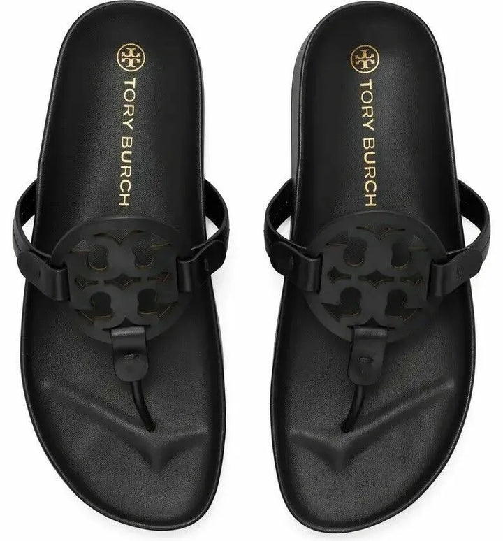 TORY BURCH MILLER CLOUD LEATHER SLIDE SANDALS