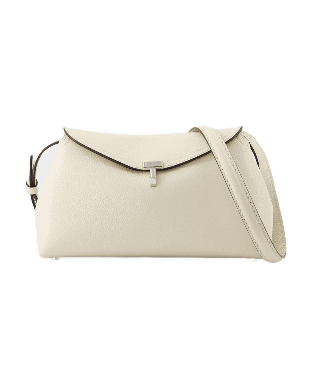 TOTEME T-LOCK GRAINED CALFSKIN LEATHER SHOULDER BAG