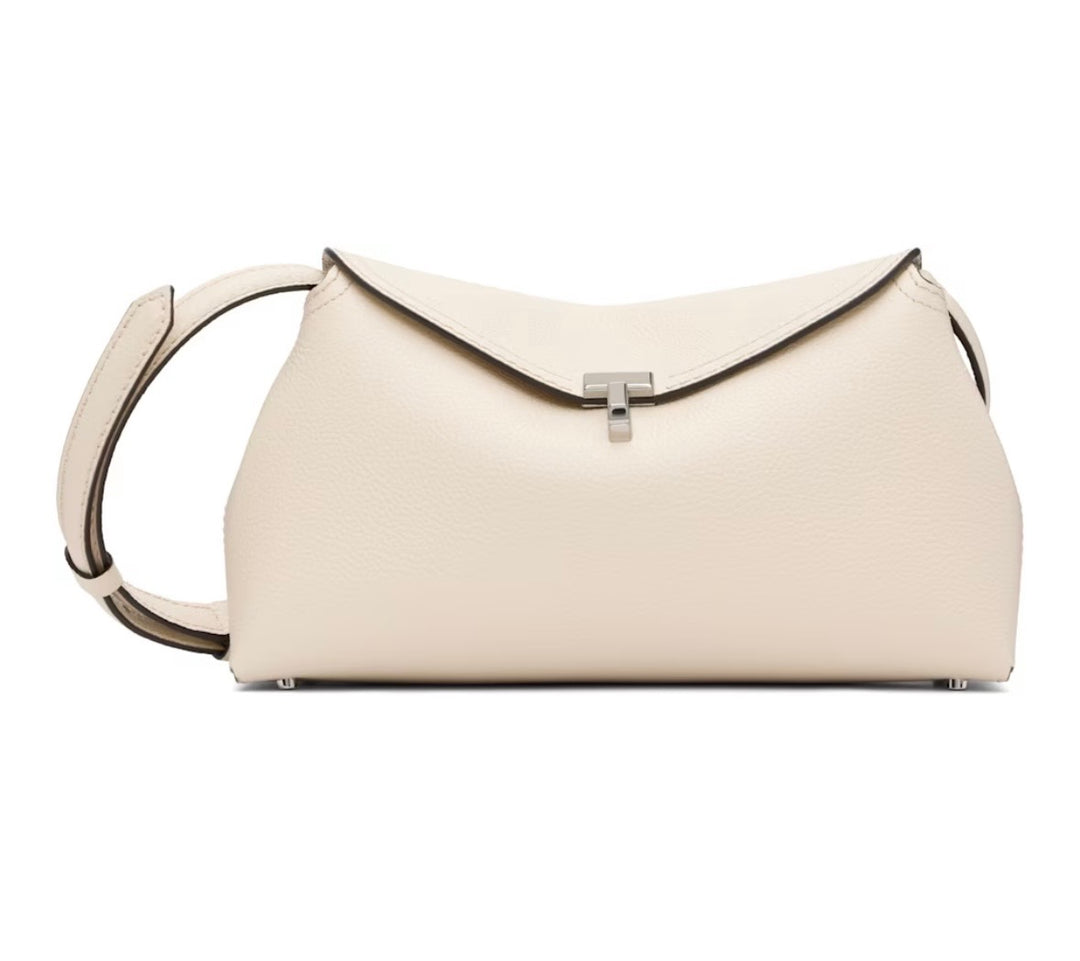 TOTEME T-LOCK GRAINED CALFSKIN LEATHER SHOULDER BAG