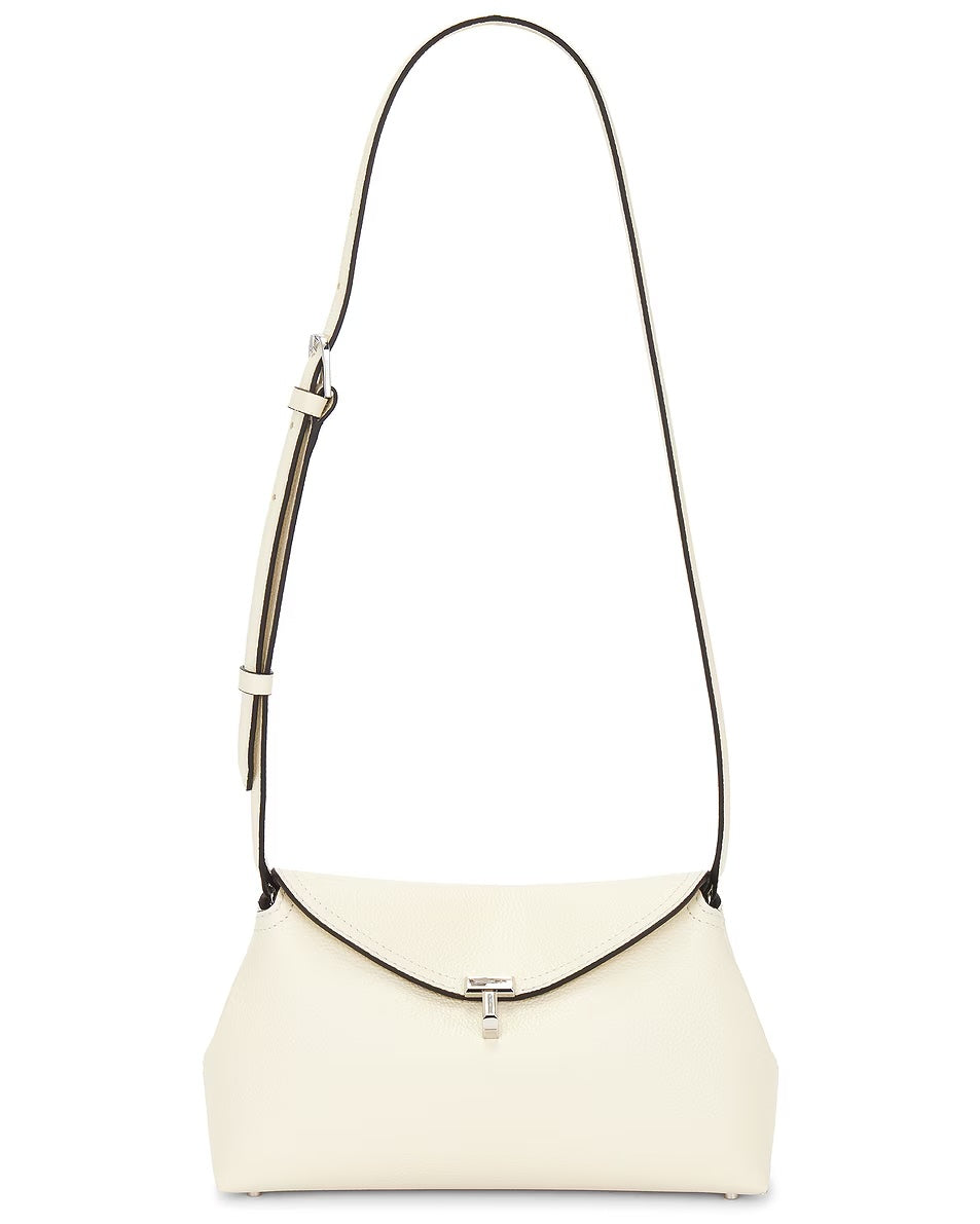 TOTEME T-LOCK GRAINED CALFSKIN LEATHER SHOULDER BAG