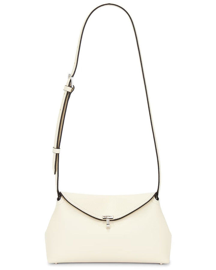 TOTEME T-LOCK GRAINED CALFSKIN LEATHER SHOULDER BAG