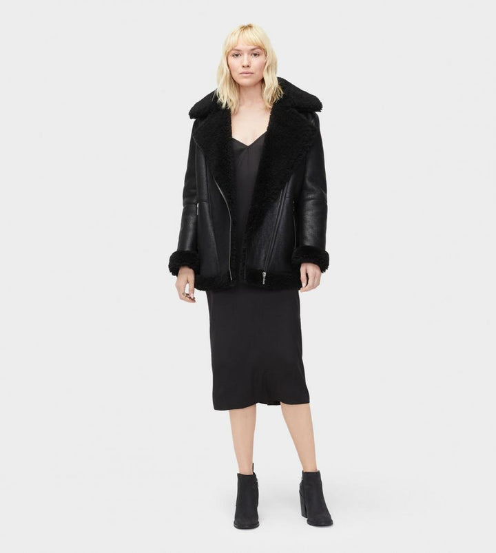 UGG ARRABELLA SHEARLING MOTO LEATHER JACKET