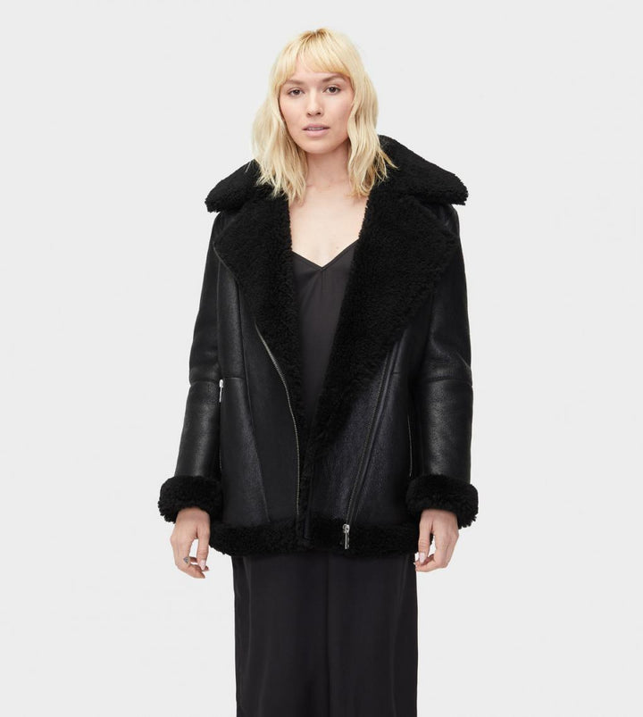 UGG ARRABELLA SHEARLING MOTO LEATHER JACKET