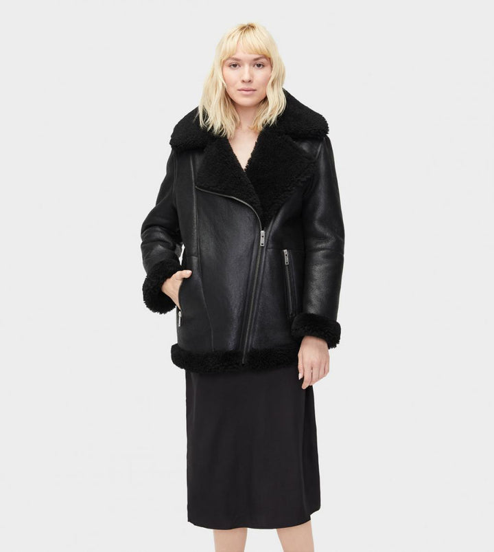 UGG ARRABELLA SHEARLING MOTO LEATHER JACKET