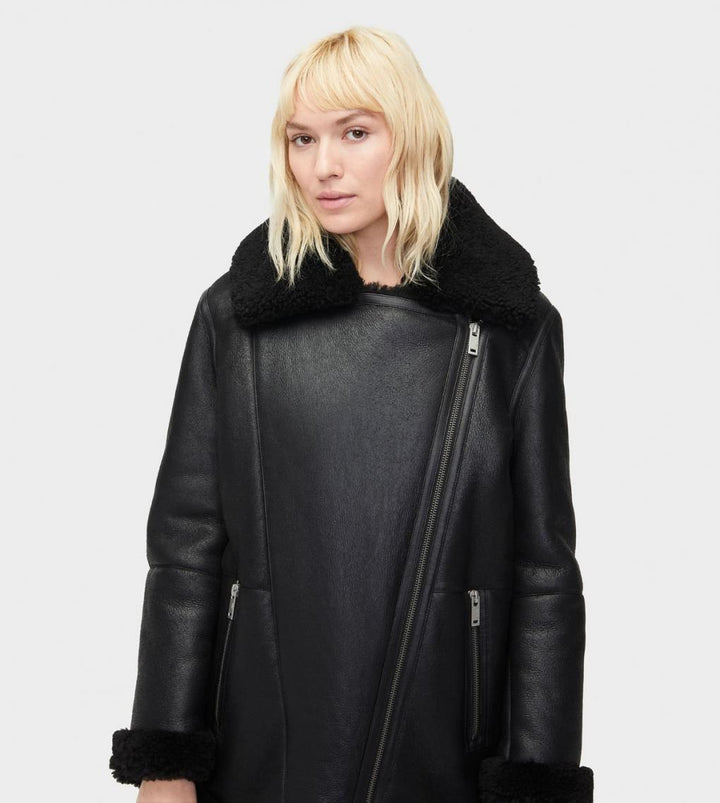 UGG ARRABELLA SHEARLING MOTO LEATHER JACKET