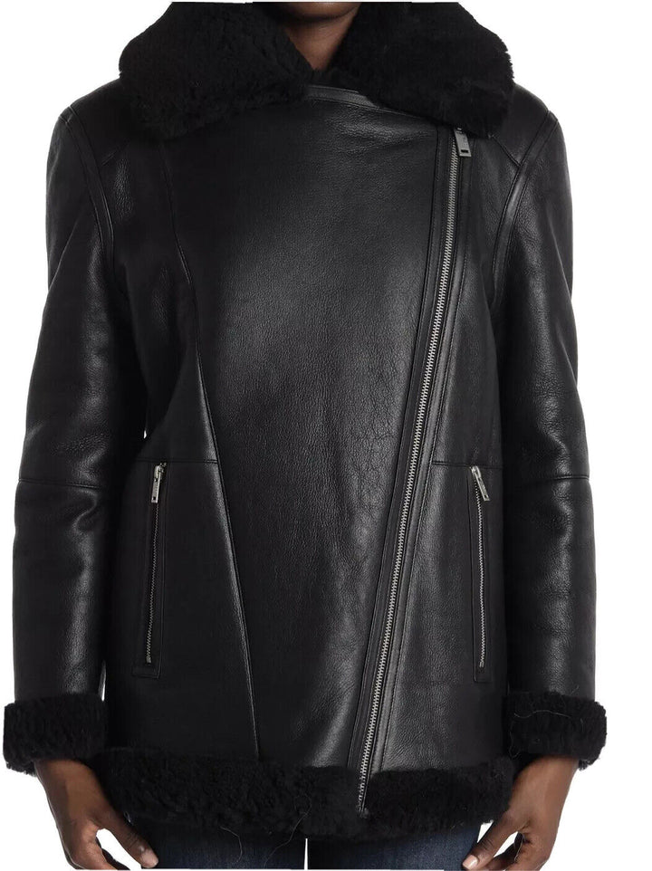 UGG ARRABELLA SHEARLING MOTO LEATHER JACKET