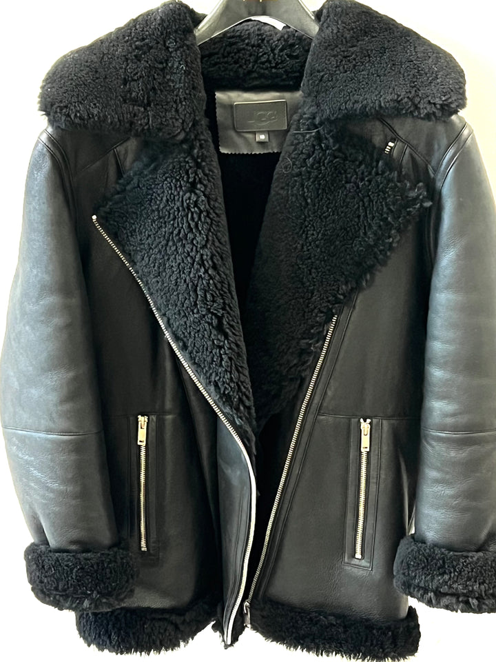 UGG ARRABELLA SHEARLING MOTO LEATHER JACKET