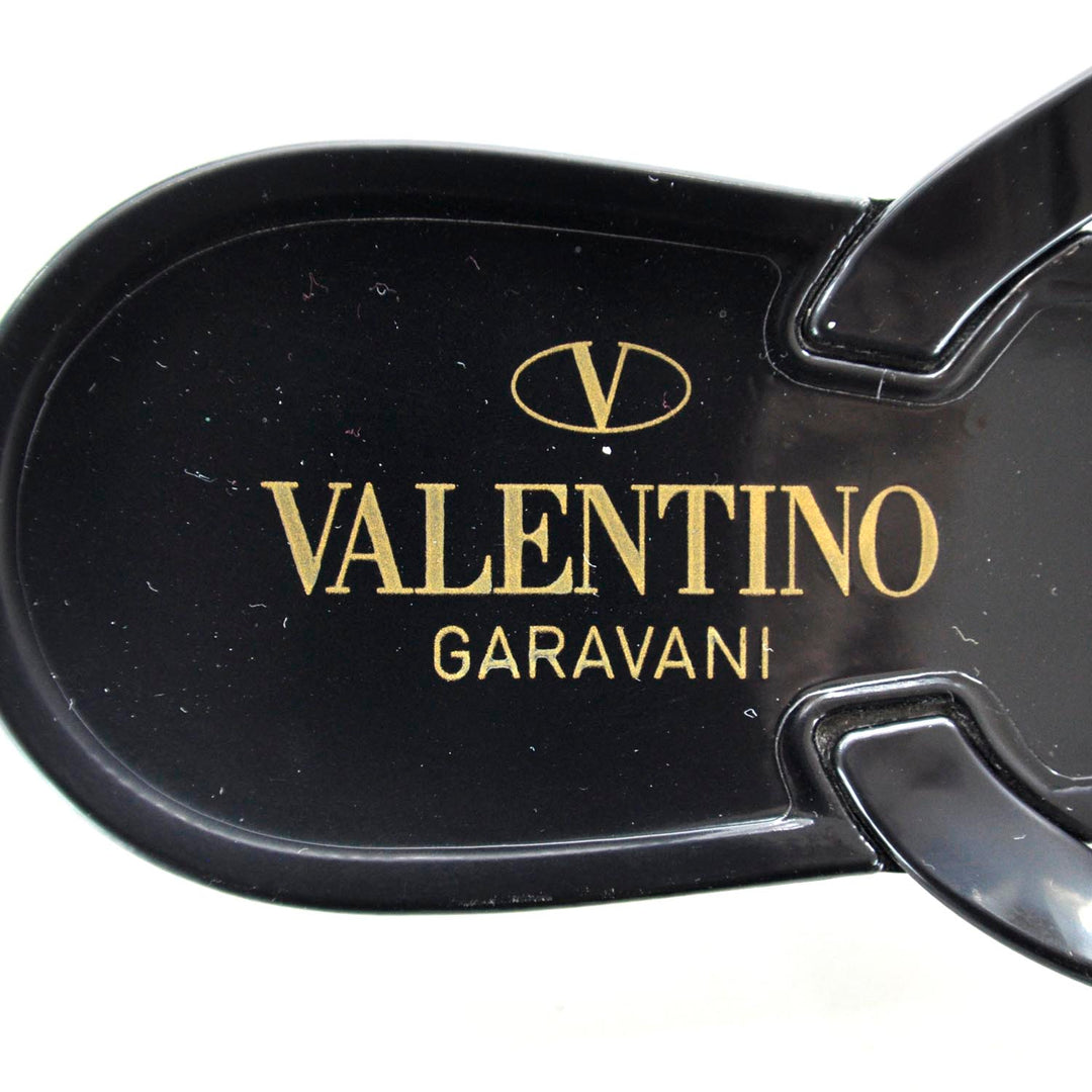 VALENTINO GARAVANI JELLY BOW SLIDE SANDALS BLACK
