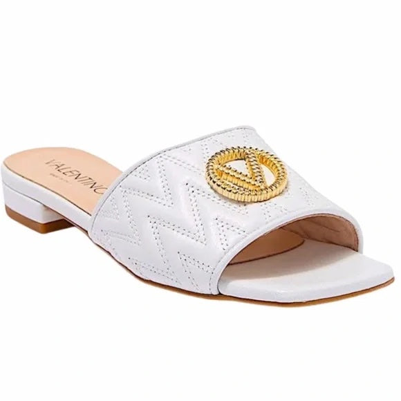 VALENTINO AFRODITE LOGO QUILTED LEATHER SLIP-ON MULES