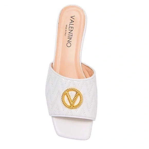 VALENTINO AFRODITE LOGO QUILTED LEATHER SLIP-ON MULES