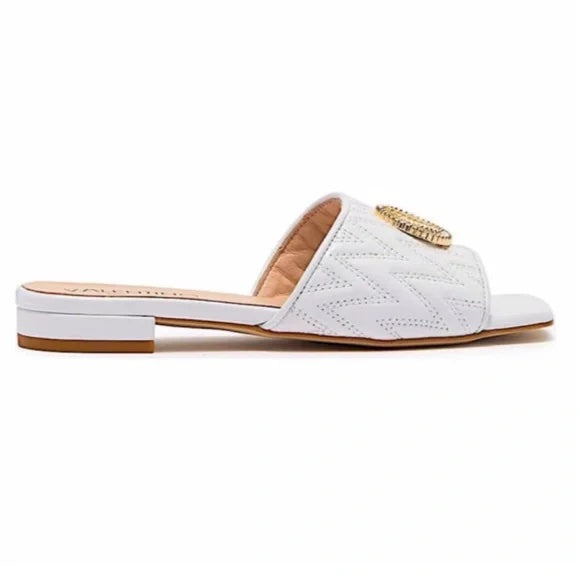 VALENTINO AFRODITE LOGO QUILTED LEATHER SLIP-ON MULES