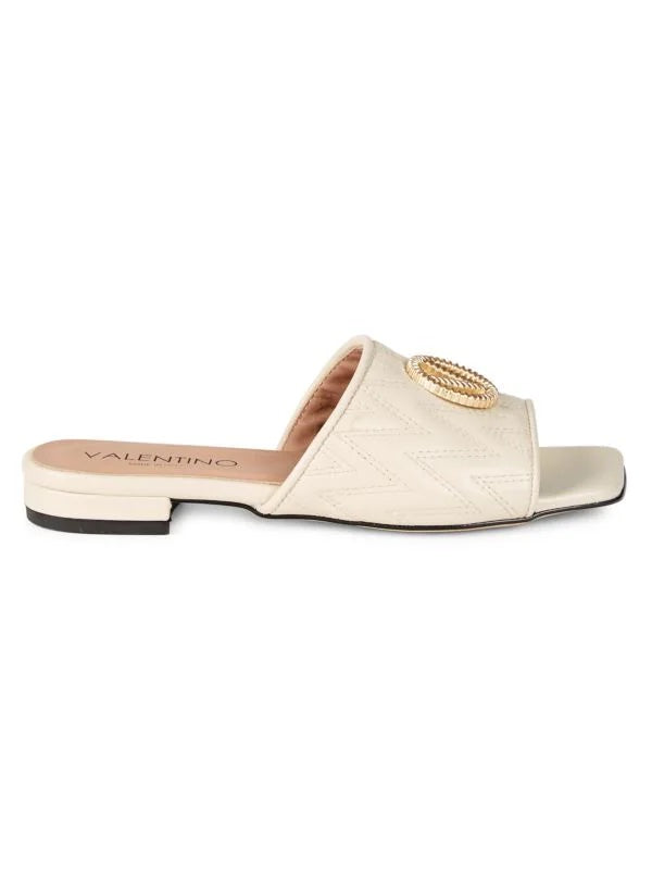 VALENTINO AFRODITE LOGO QUILTED LEATHER SLIP-ON MULES