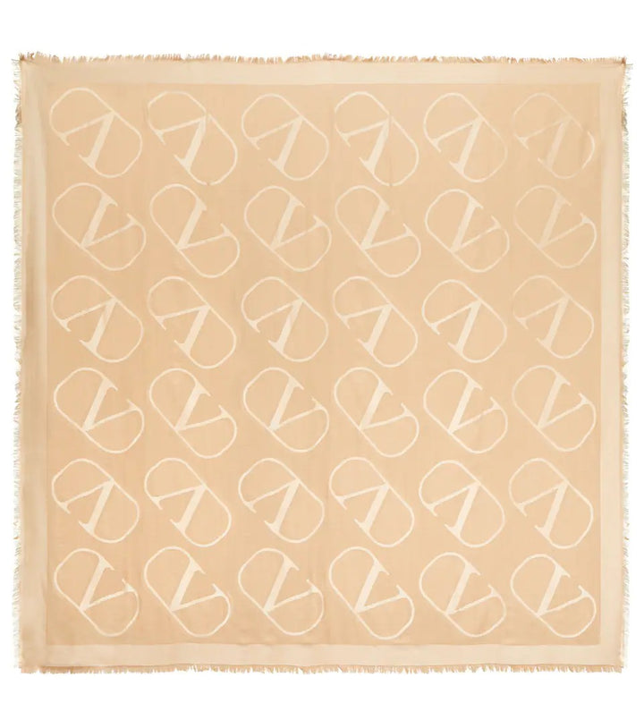 VALENTINO GARAVANI ALLOVER VLOGO PRINTED SILK SCARF