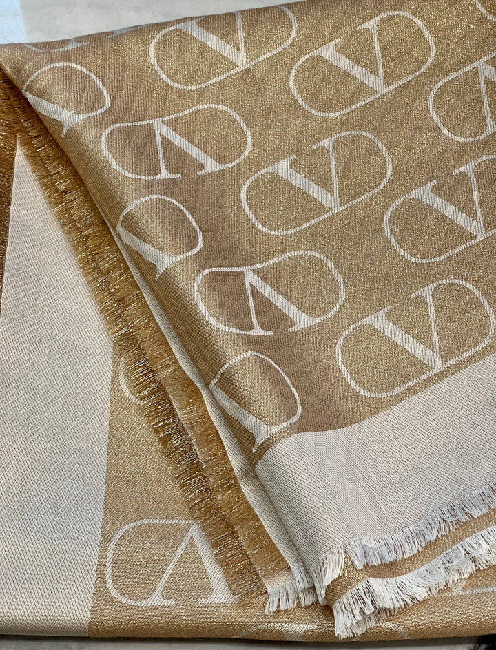 VALENTINO GARAVANI ALLOVER VLOGO PRINTED SILK SCARF