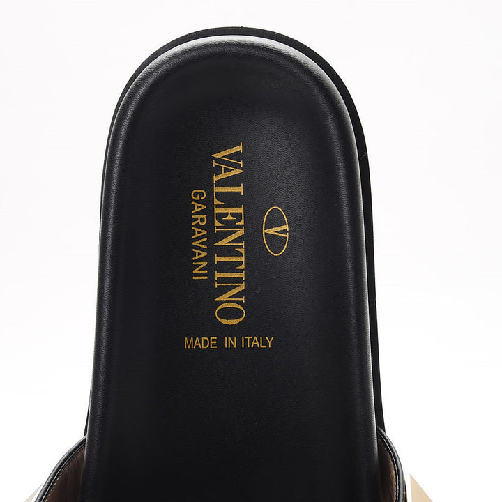 VALENTINO CALFSKIN LEATHER MACRO ROCKSTUD SLIDES