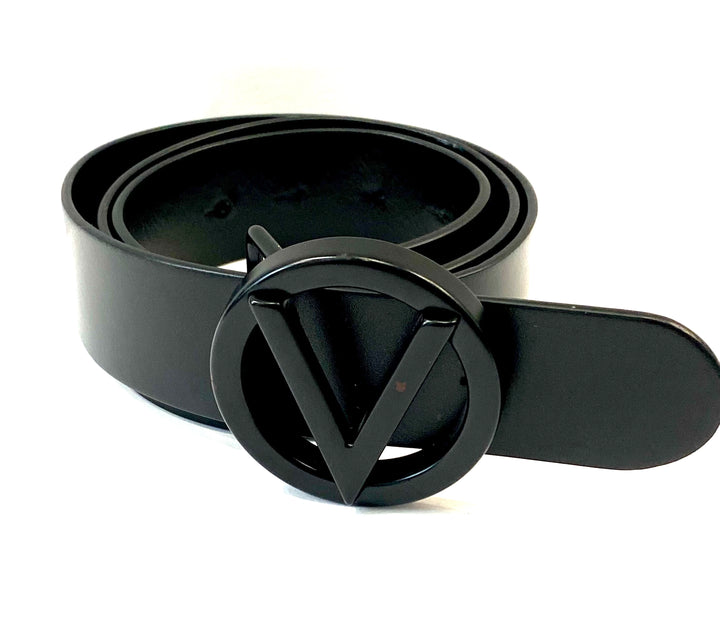 VALENTINO FAUSTA LOGO BUCKLE FAUSTA LEATHER BELT