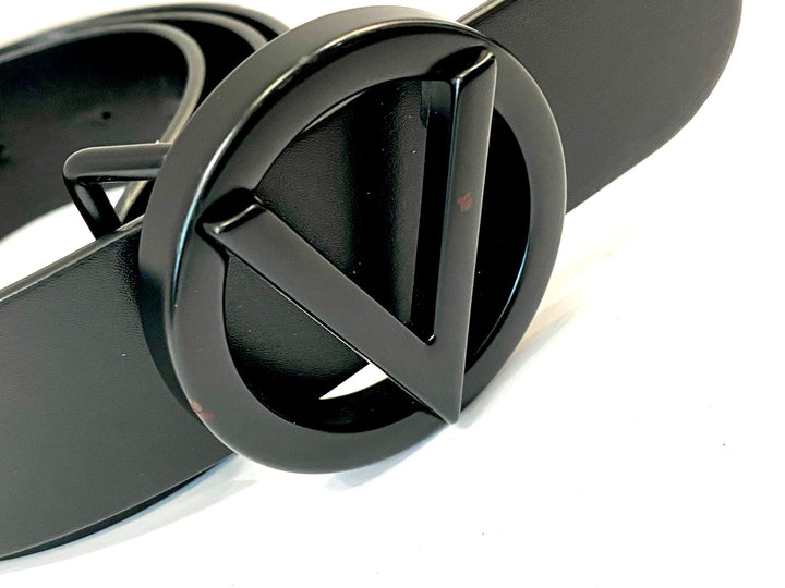 VALENTINO FAUSTA LOGO BUCKLE FAUSTA LEATHER BELT