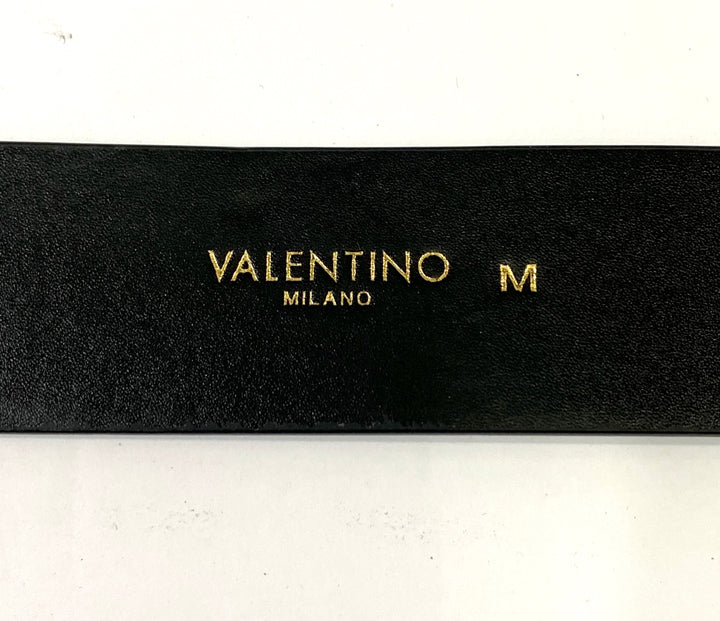 VALENTINO FAUSTA LOGO BUCKLE FAUSTA LEATHER BELT