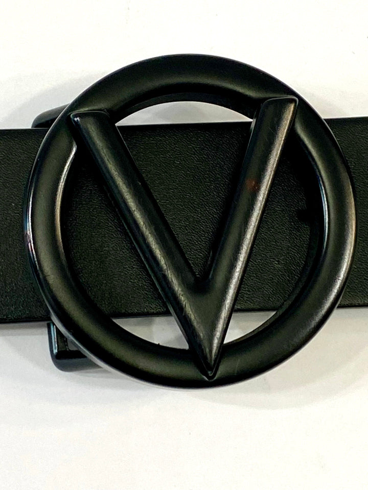 VALENTINO FAUSTA LOGO BUCKLE FAUSTA LEATHER BELT