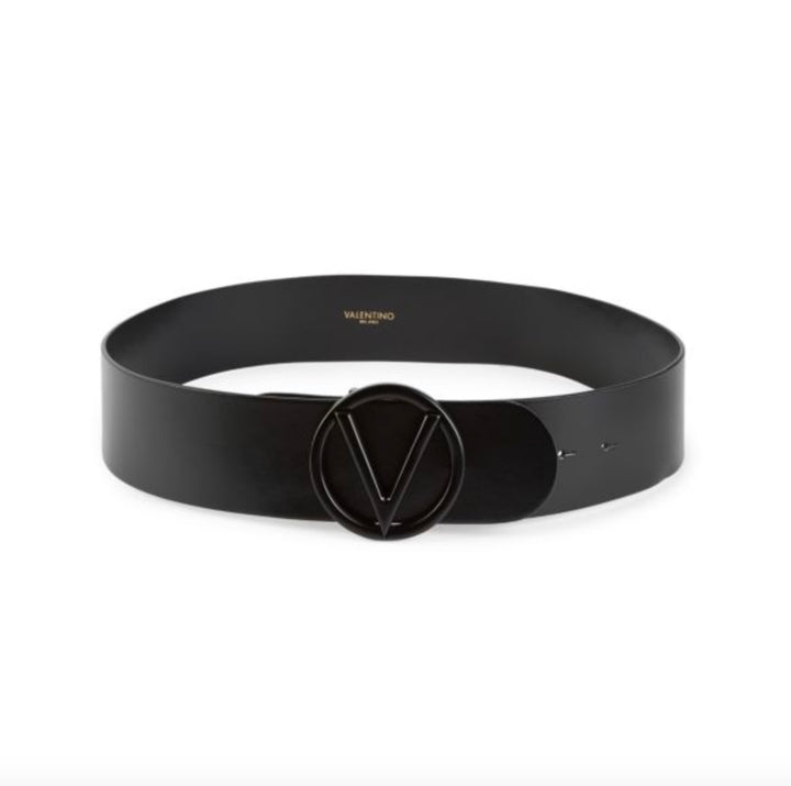 VALENTINO FAUSTA LOGO BUCKLE FAUSTA LEATHER BELT