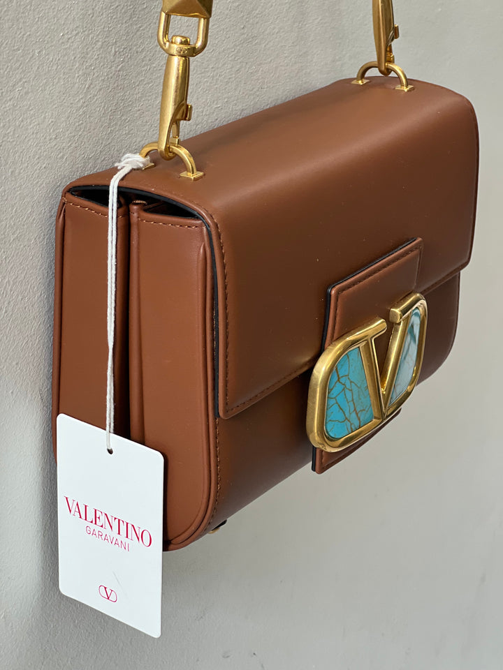 VALENTINO GARAVANI ALCOVE SNAP SMALL CALFSKIN LEATHER SHOULDER BAG