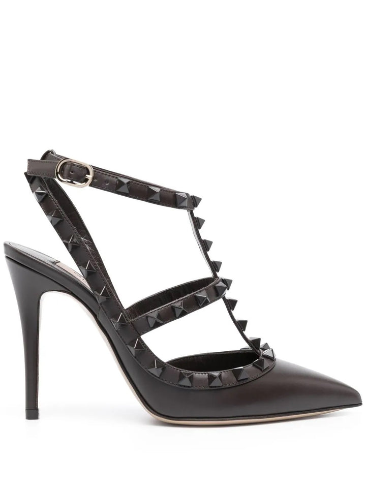 VALENTINO GARAVANI CALFSKIN NAPPA ROCKSTUD ANKLE STRAP 100 PUMPS