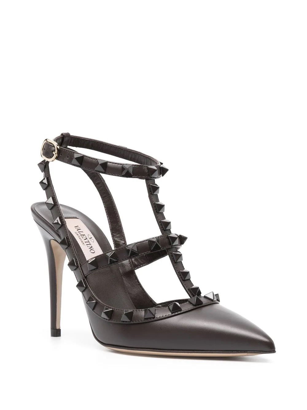 VALENTINO GARAVANI CALFSKIN NAPPA ROCKSTUD ANKLE STRAP 100 PUMPS