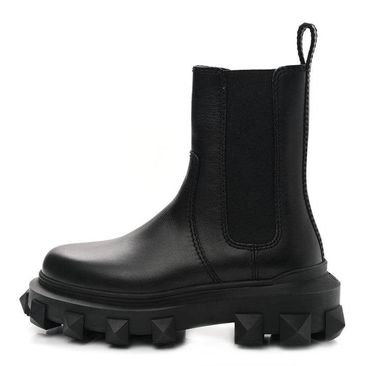 VALENTINO GARAVANI CALFSKIN LEATHER TRACKSTUD BOOTS