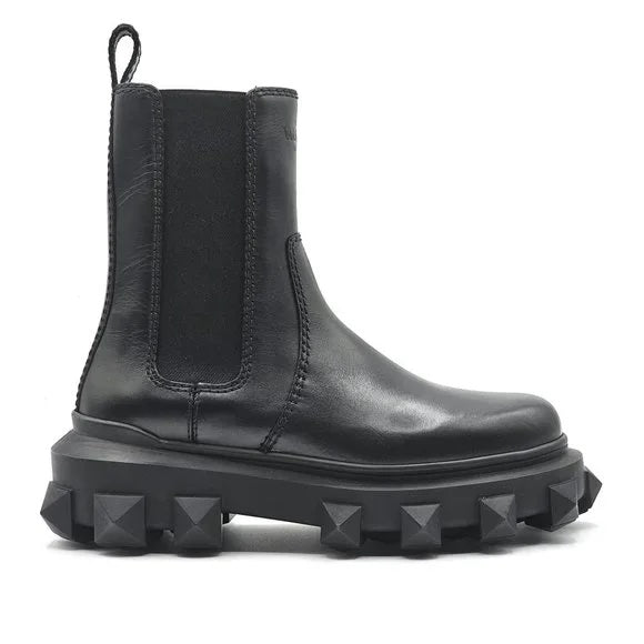 VALENTINO GARAVANI CALFSKIN LEATHER TRACKSTUD BOOTS