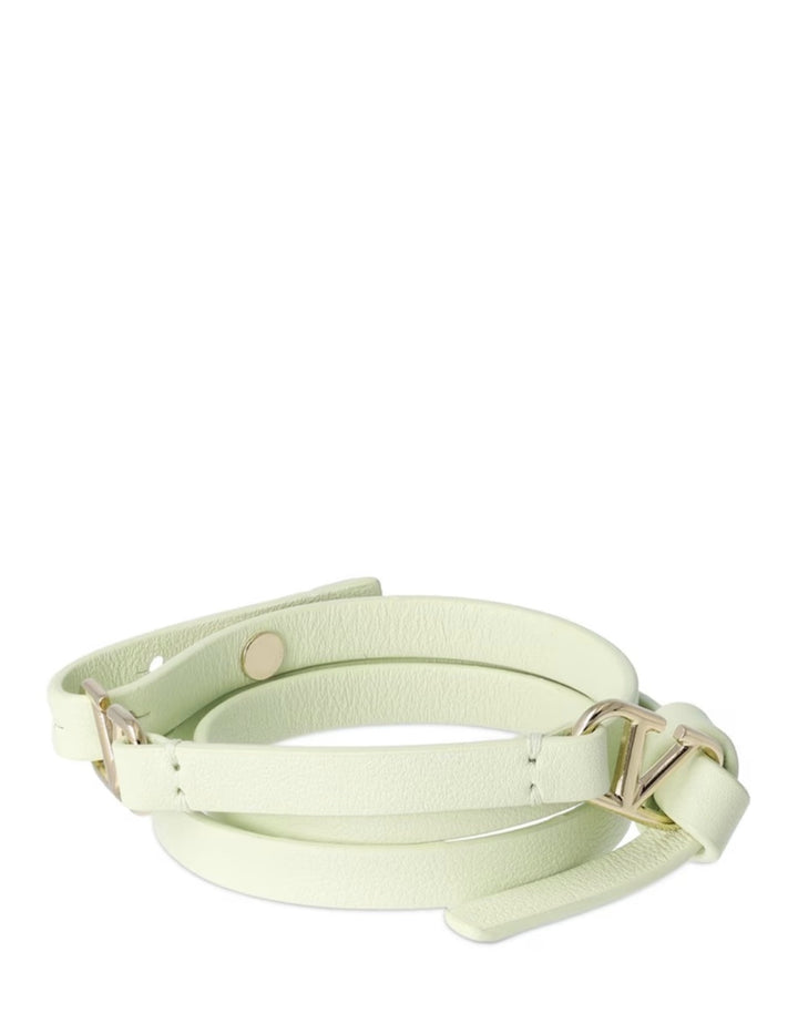 VALENTINO GARAVANI DOUBLE WRAP V LOGO CALFSKIN LEATHER BRACELET