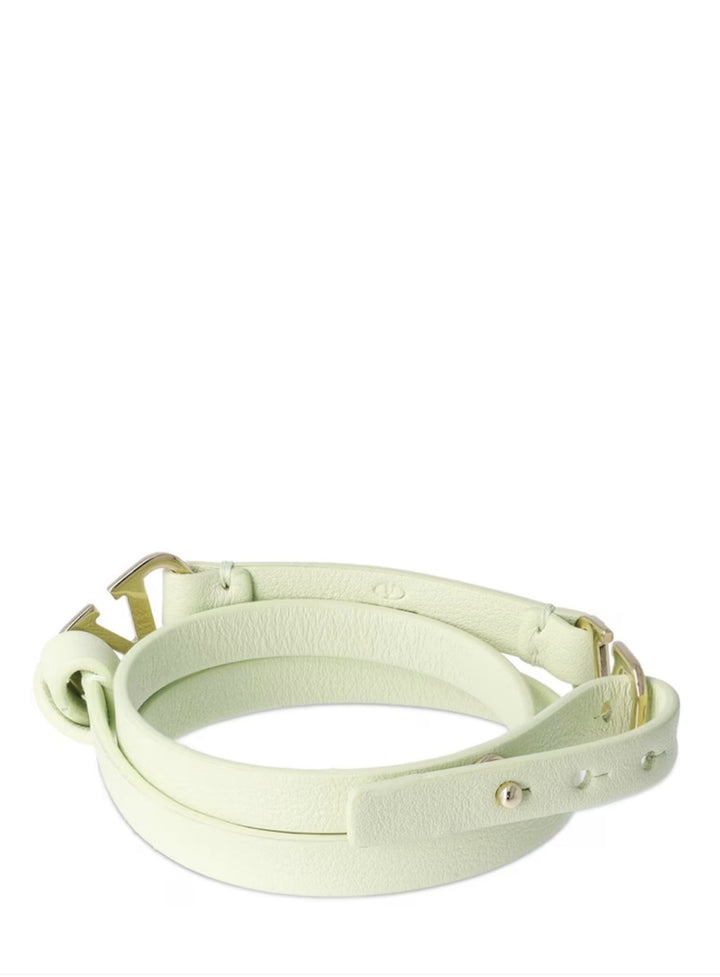VALENTINO GARAVANI DOUBLE WRAP V LOGO CALFSKIN LEATHER BRACELET