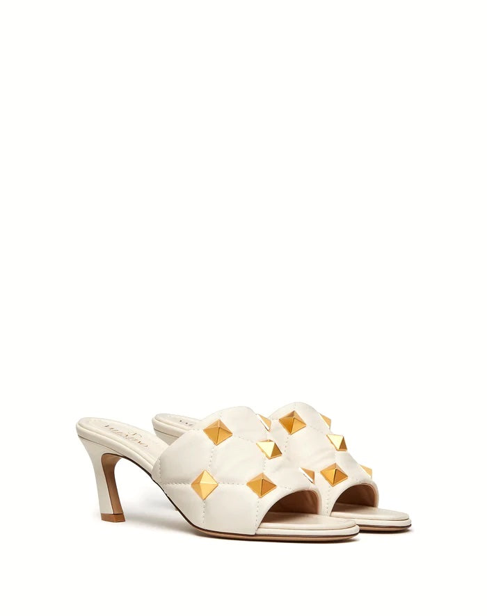VALENTINO GARAVANI NAPPA QUILTED LEATHER ROMAN STUD MULES