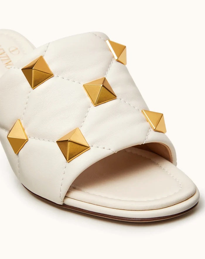 VALENTINO GARAVANI NAPPA QUILTED LEATHER ROMAN STUD MULES