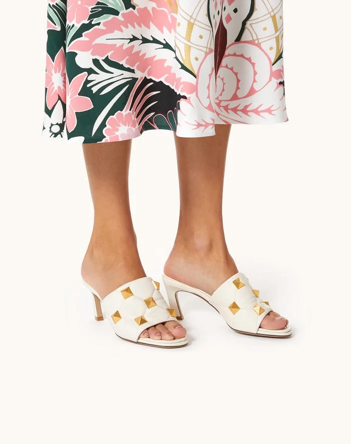 VALENTINO GARAVANI NAPPA QUILTED LEATHER ROMAN STUD MULES