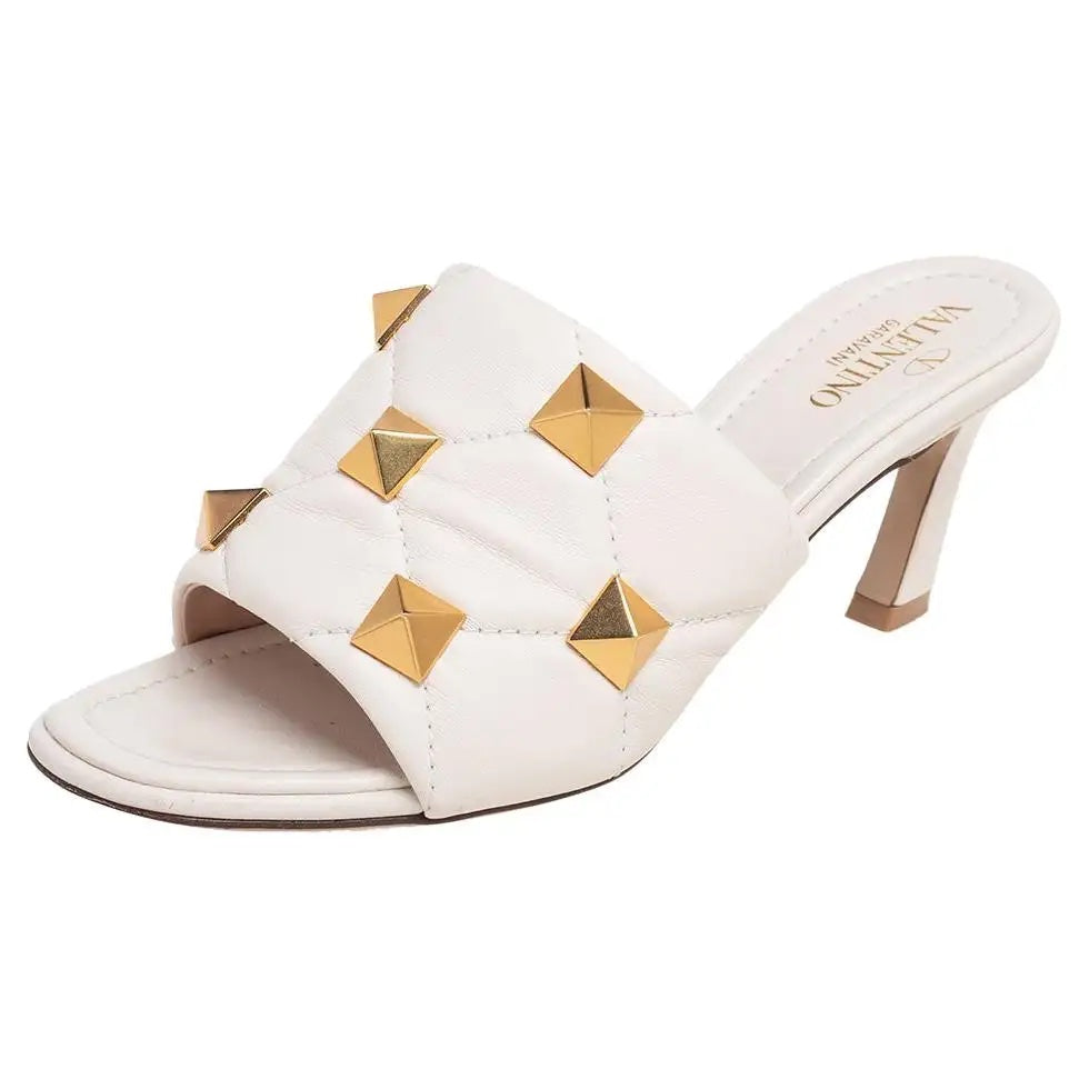 VALENTINO GARAVANI NAPPA QUILTED LEATHER ROMAN STUD MULES  display picture 3