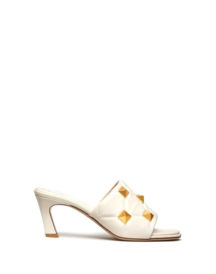 VALENTINO GARAVANI NAPPA QUILTED LEATHER ROMAN STUD MULES