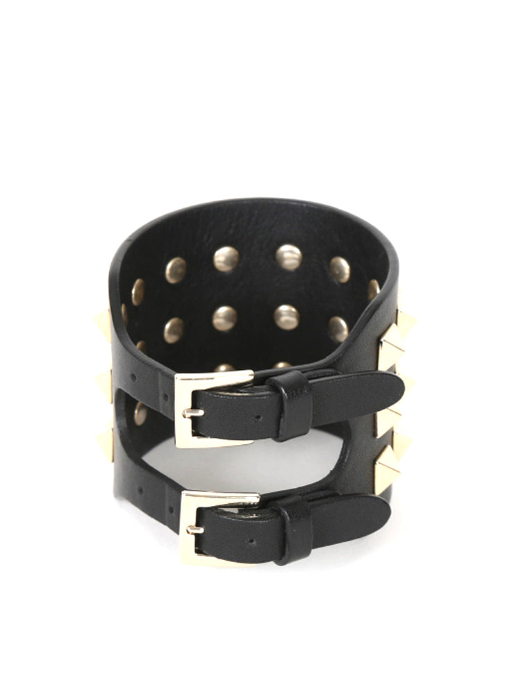VALENTINO GARAVANI ROCKSTUD WIDE LEATHER BRACELET