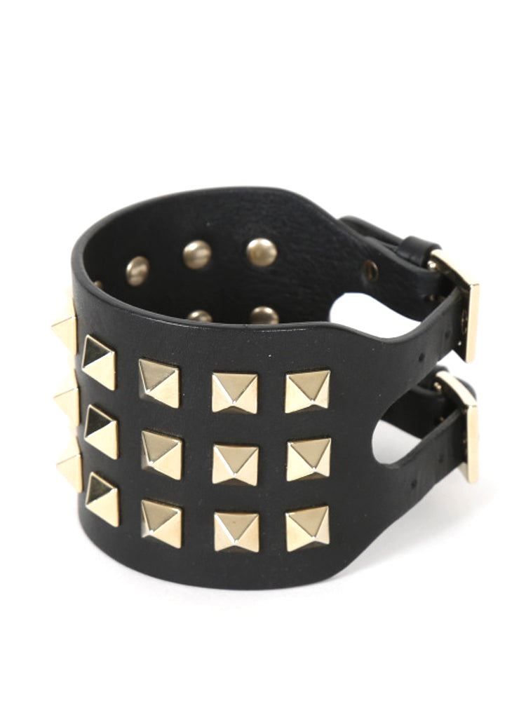VALENTINO GARAVANI ROCKSTUD WIDE LEATHER BRACELET
