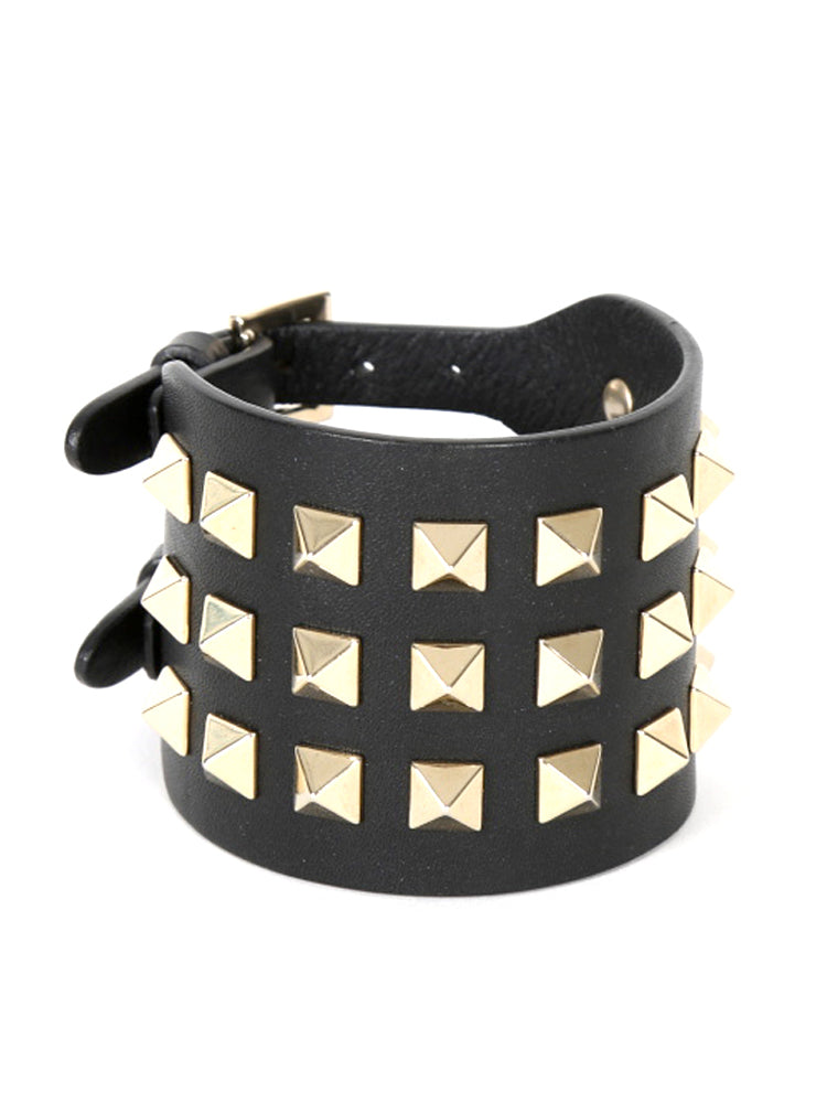 VALENTINO GARAVANI ROCKSTUD WIDE LEATHER BRACELET