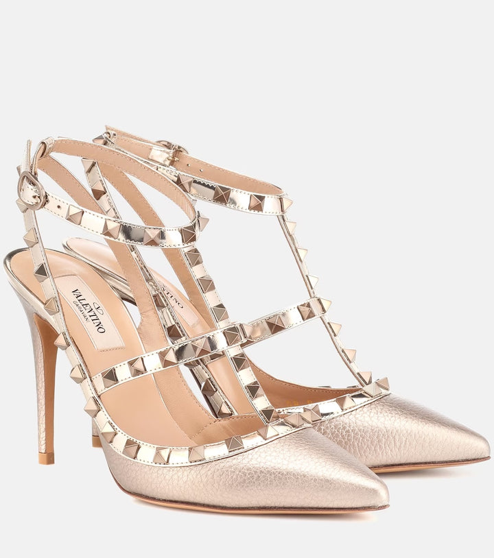 VALENTINO GARAVANI ROCKSTUD GRAINED LEATHER STILETTO PUMPS