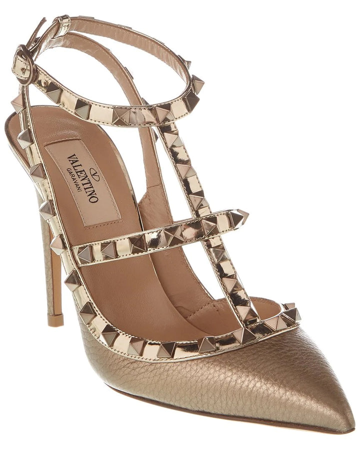 VALENTINO GARAVANI ROCKSTUD GRAINED LEATHER STILETTO PUMPS