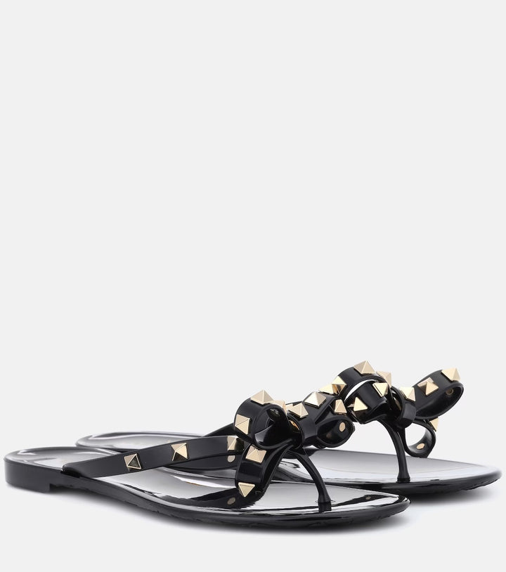 VALENTINO GARAVANI ROCKSTUD THONG SLIDE SANDALS