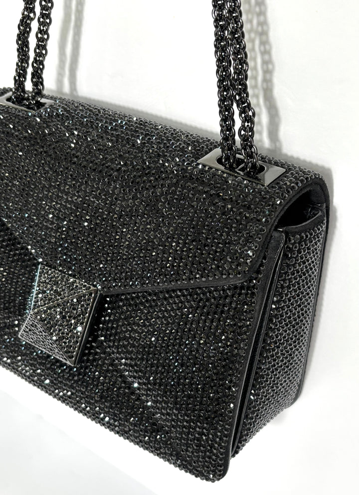 VALENTINO GARAVANI ONE STUD CRYSTAL EMBELLISHED SHOULDER BAG