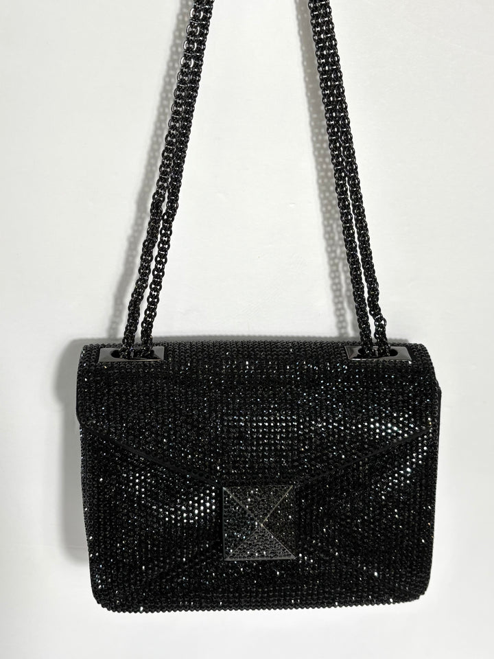 VALENTINO GARAVANI ONE STUD CRYSTAL EMBELLISHED SHOULDER BAG