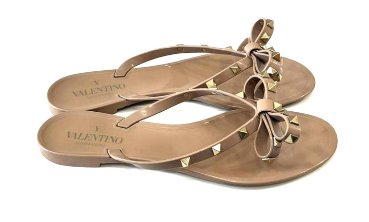VALENTINO ROCKSTUD BOW PVC THONG SANDAL MULES